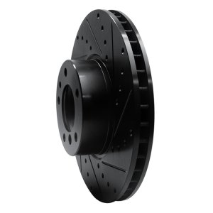 BMW 850CI Brake Rotor (1) - Front Right - R1 Concepts - Drilled & Slotted - Black - `91-`01